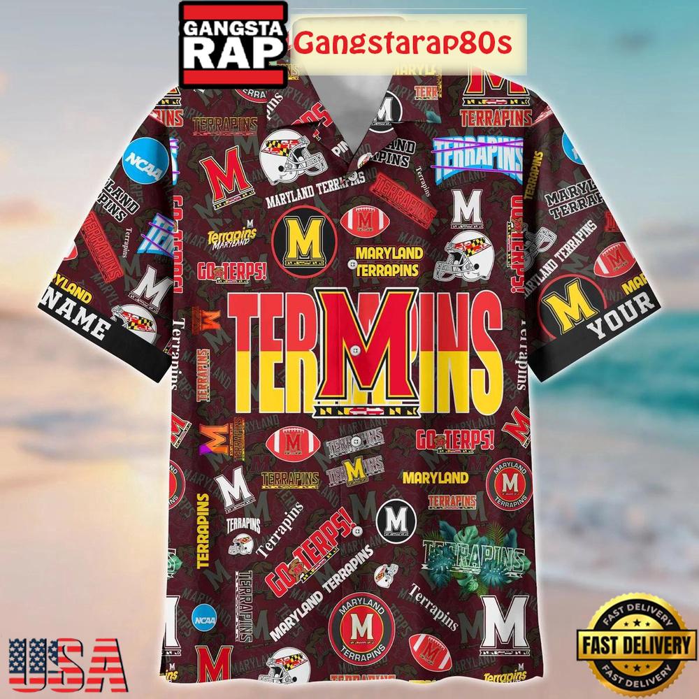 Maryland Terrapins Solgan Go Terps True Fan Spirit Custom Name Aloha Hawaiian Shirt