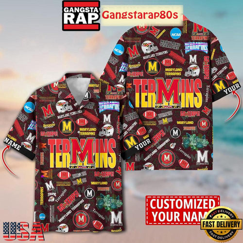 Maryland Terrapins Solgan Go Terps True Fan Spirit Custom Name Aloha Hawaiian Shirt