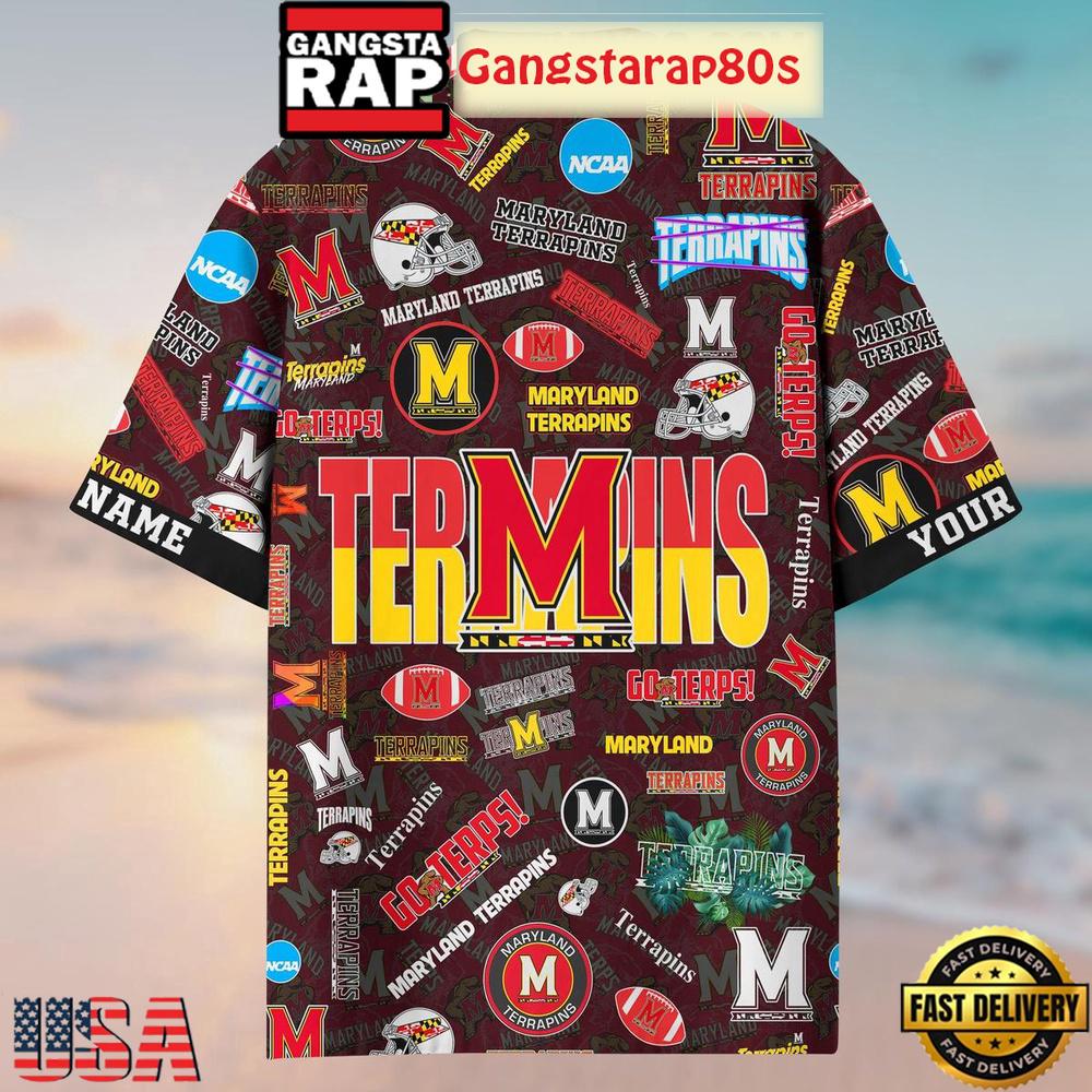 Maryland Terrapins Solgan Go Terps True Fan Spirit Custom Name Aloha Hawaiian Shirt
