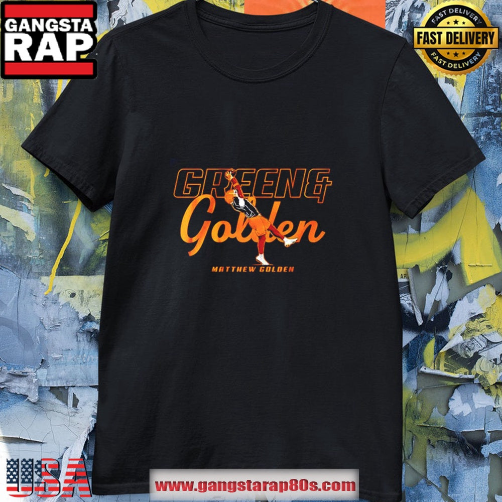 Matthew Golden Green And Golden Black T Shirt