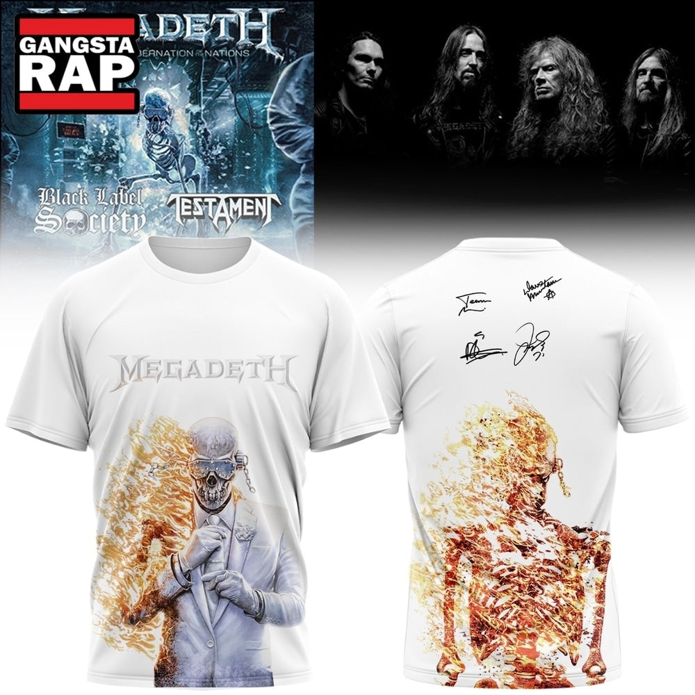 Megadeth Rock Band 2026 Limited Signed White 3D Shirt , Music Trending 3D Shirt