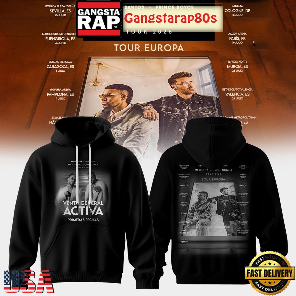 Mejor Tarde Que Nunca US & UK Tour 2026 Black Hoodie