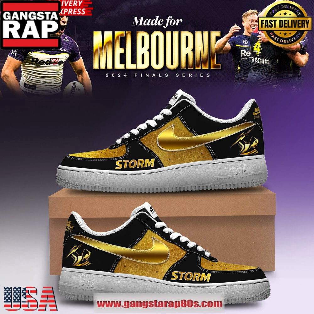 Melbourne Storm Gold Limited Edition Air Force 1 Running Sneakers Shoes