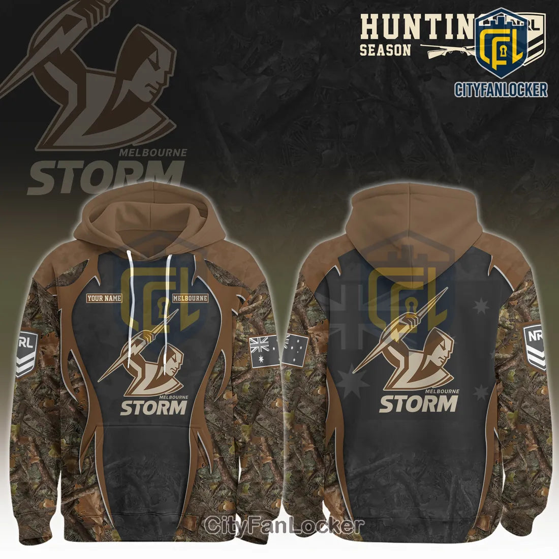 Melbourne Storm NRL Hunting Season Limited Edition Camo Hoodie T-Shirt