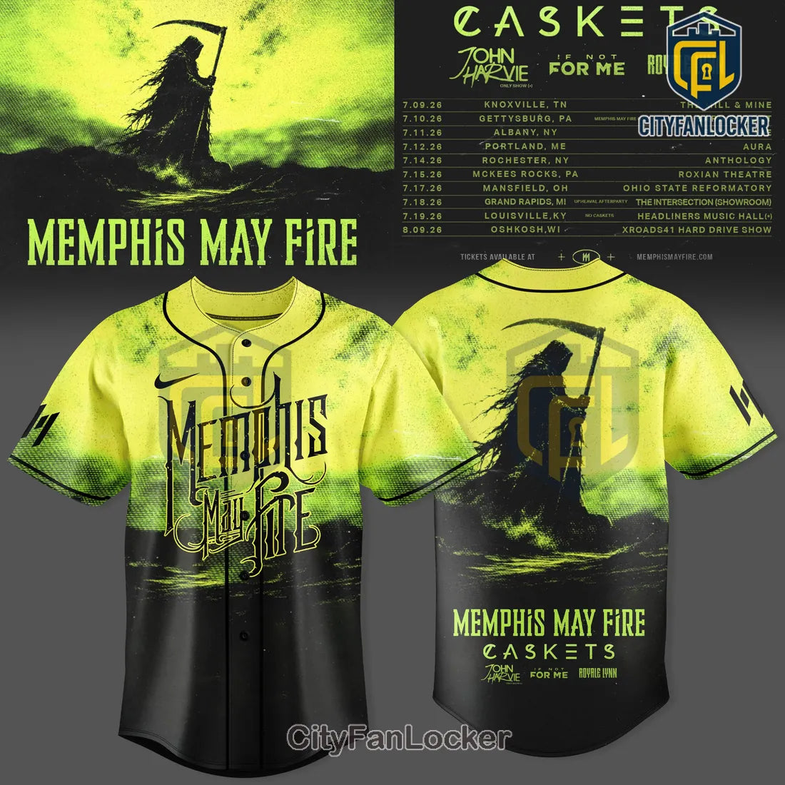Memphis May Fire Caskets Tour Limited Edition Baseball Jersey
