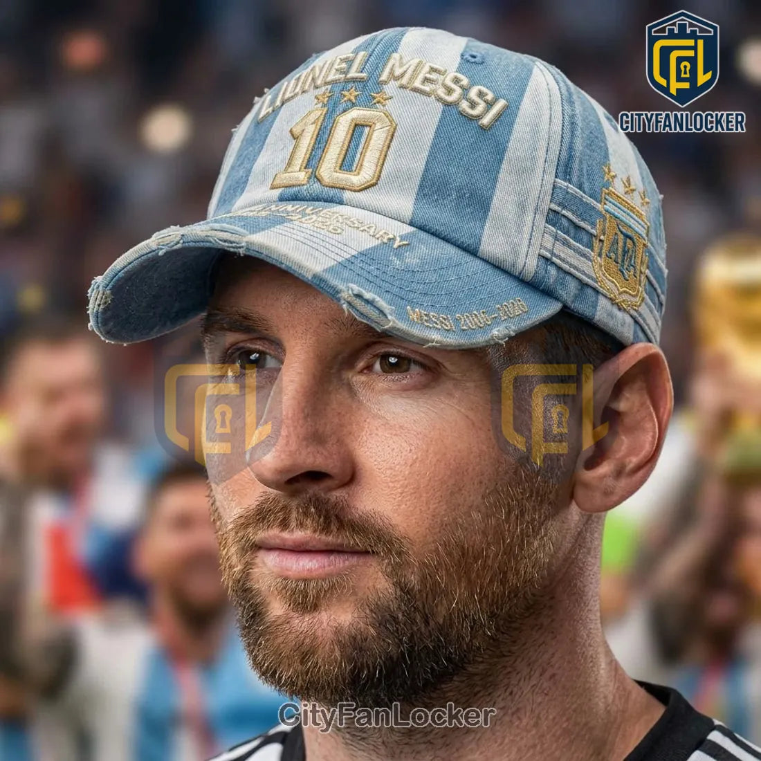 Messi 2006-2026 20th Anniversary Argentina Commemorative Distressed Cap
