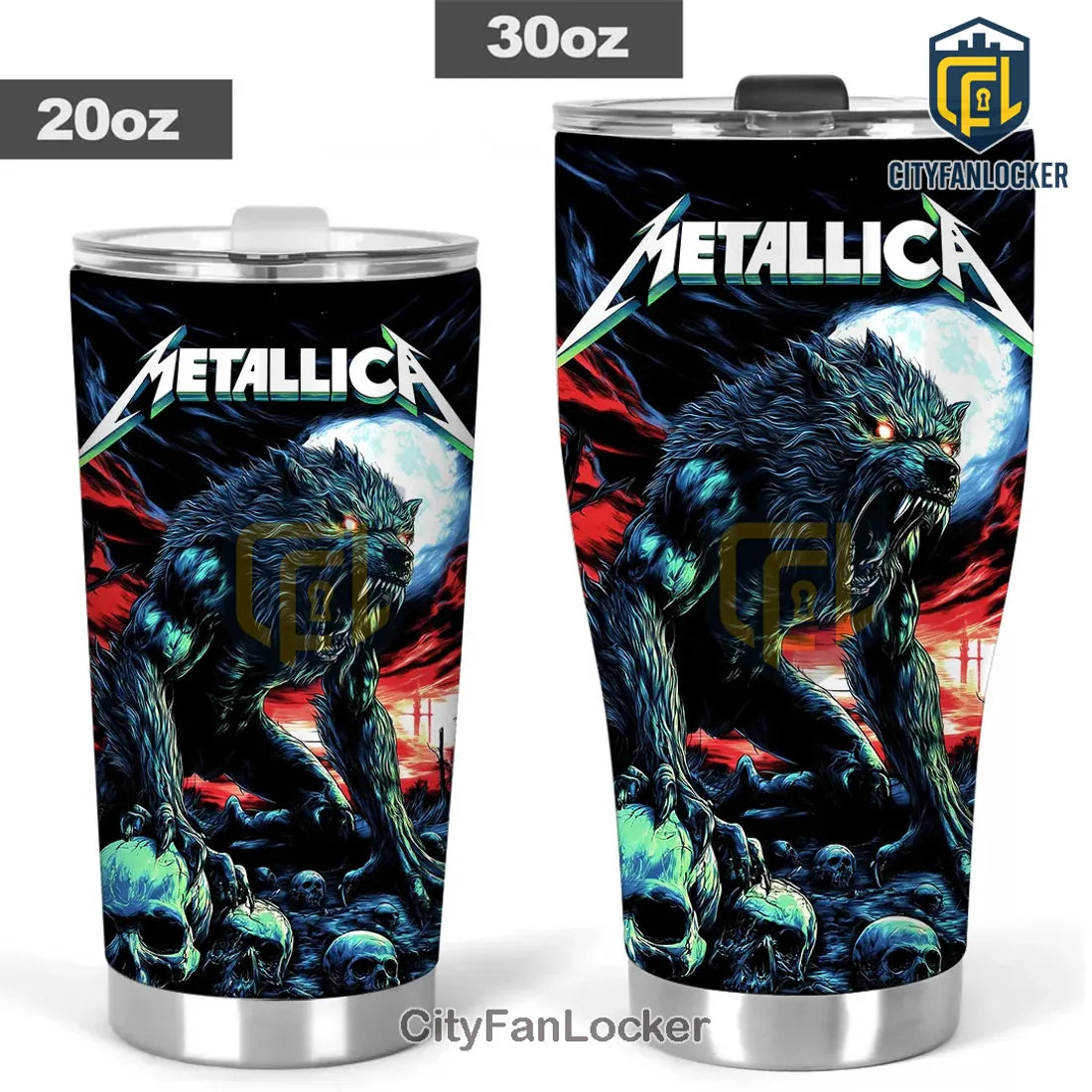 Metallica M72 World Tour 2026 Werewolf Skulls Tumbler