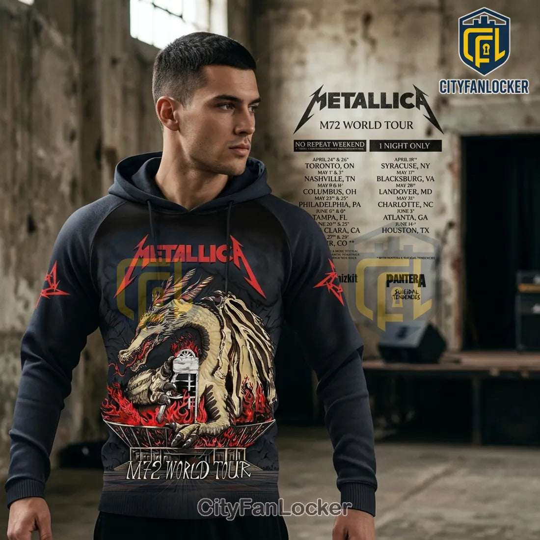 Metallica M72 World Tour Concert Dragon Pullover Hoodie