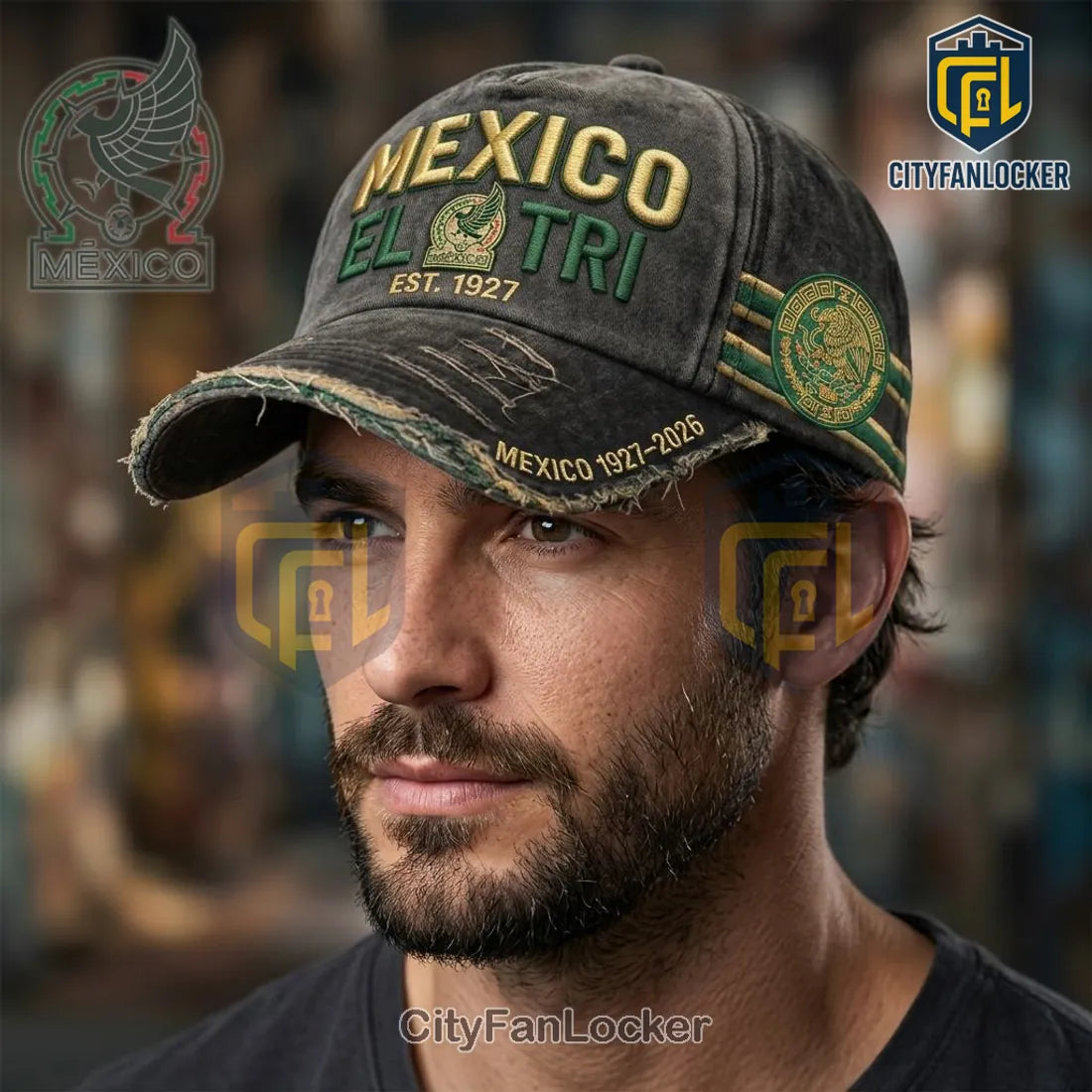 Mexico El Tri 1927-2026 Centenary Vintage Embroidered Distressed Baseball Cap
