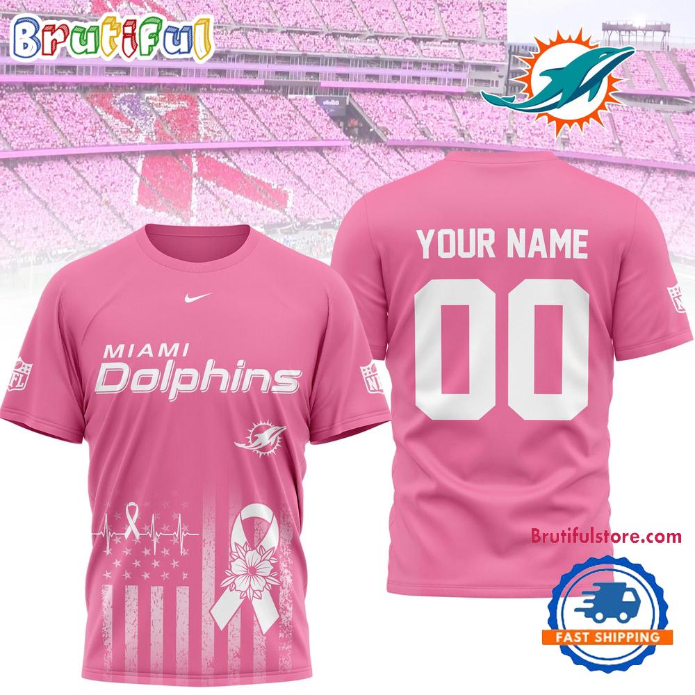 Miami Dolphins 2026 NFL Breast Cancer Awareness Custom 3D Shirt