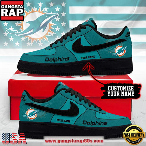 Miami Dolphins New 2026 Version NFL Custom Air Force 1 Running Sneakers Shoes