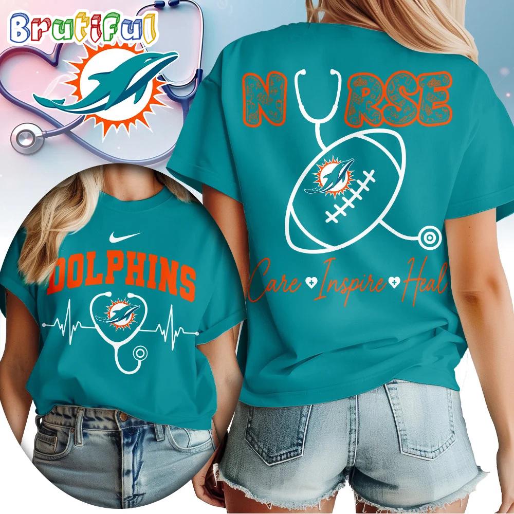 Miami Dolphins 2026 NFL Nurse Care Inspire Heal Unisex 3D Shirt