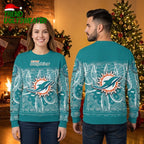 Miami Dolphins Bandana Pattern Ugly Christmas Sweater Design