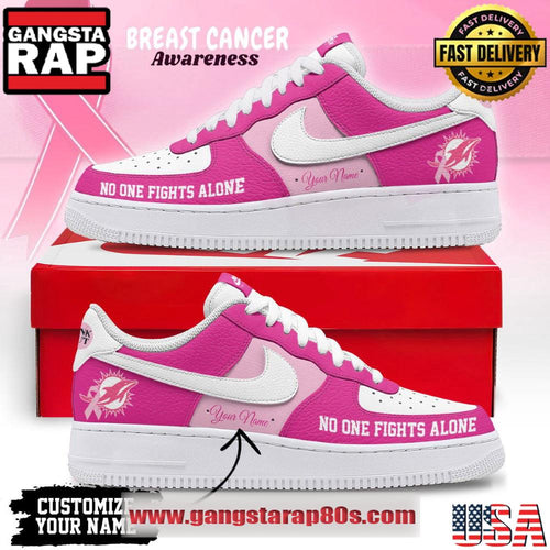 Miami Dolphins Breast Cancer Awareness October Custom Air Force 1 Running Sneakers Shoes