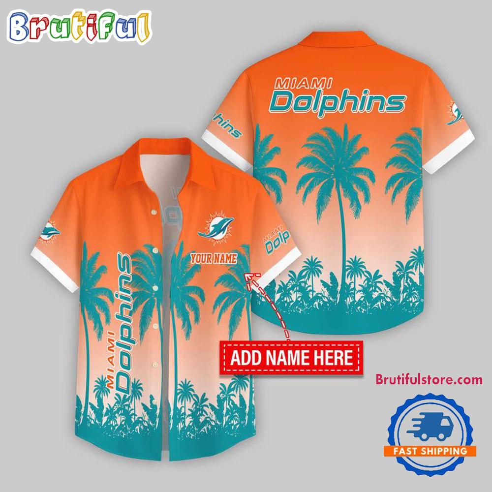 Miami Dolphins Flower Palm Tree Summer Button Hawaii Shirt