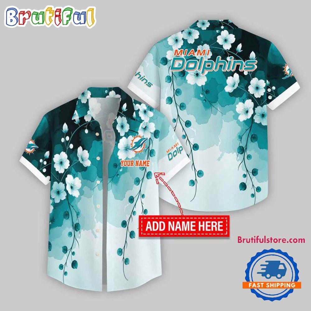Miami Dolphins Flower Pattern Trendy Summer Button Hawaii Shirt