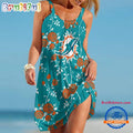 Miami Dolphins Flower Women’s Summer Beach Sling Dress
