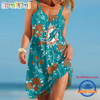 Miami Dolphins Flower Women’s Summer Beach Sling Dress