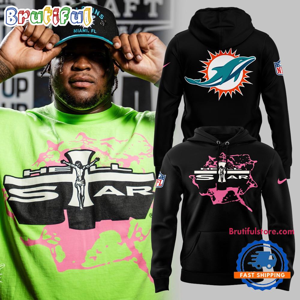 Miami Dolphins Football Hell Star Black Hoodie T-Shirt