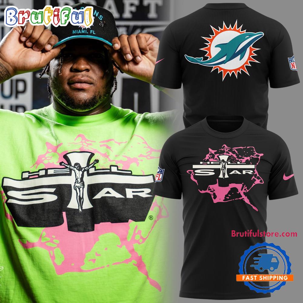 Miami Dolphins Football Hell Star Black Hoodie T-Shirt