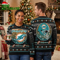 Miami Dolphins Football Helmet Ugly Christmas Sweater