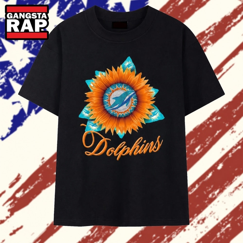Miami Dolphins Football X Sunflower Graphic T Shirt , Vintage Trending Shirt