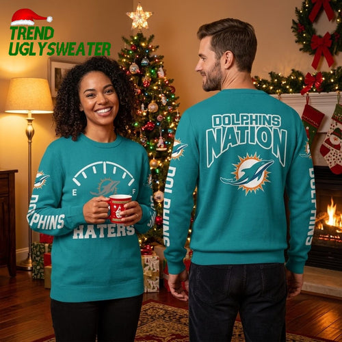 Miami Dolphins Fueled By Haters Ugly Christmas Sweater