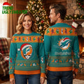 Miami Dolphins Grateful Dead Skull Ugly Christmas Sweater