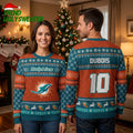 Miami Dolphins Gucci Christmas Spirit Dubois 10 Ugly Christmas Sweater