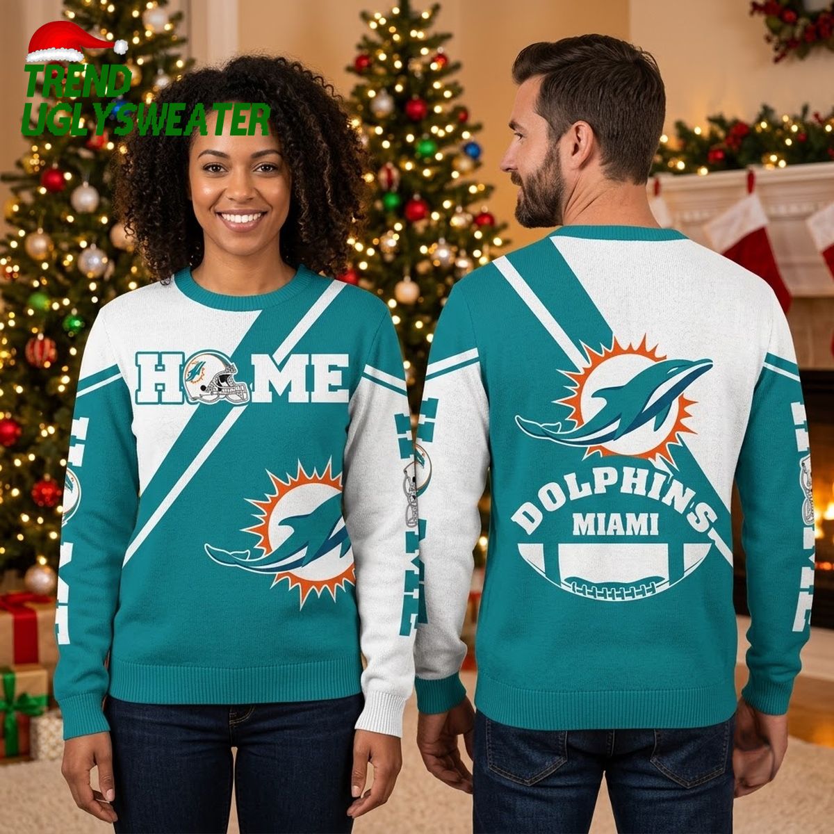 Miami Dolphins Home Logo Ugly Christmas Sweater