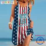 Miami Dolphins In My Veins USA In My Heart Independence Day Women’s Summer Beach Sling Dress