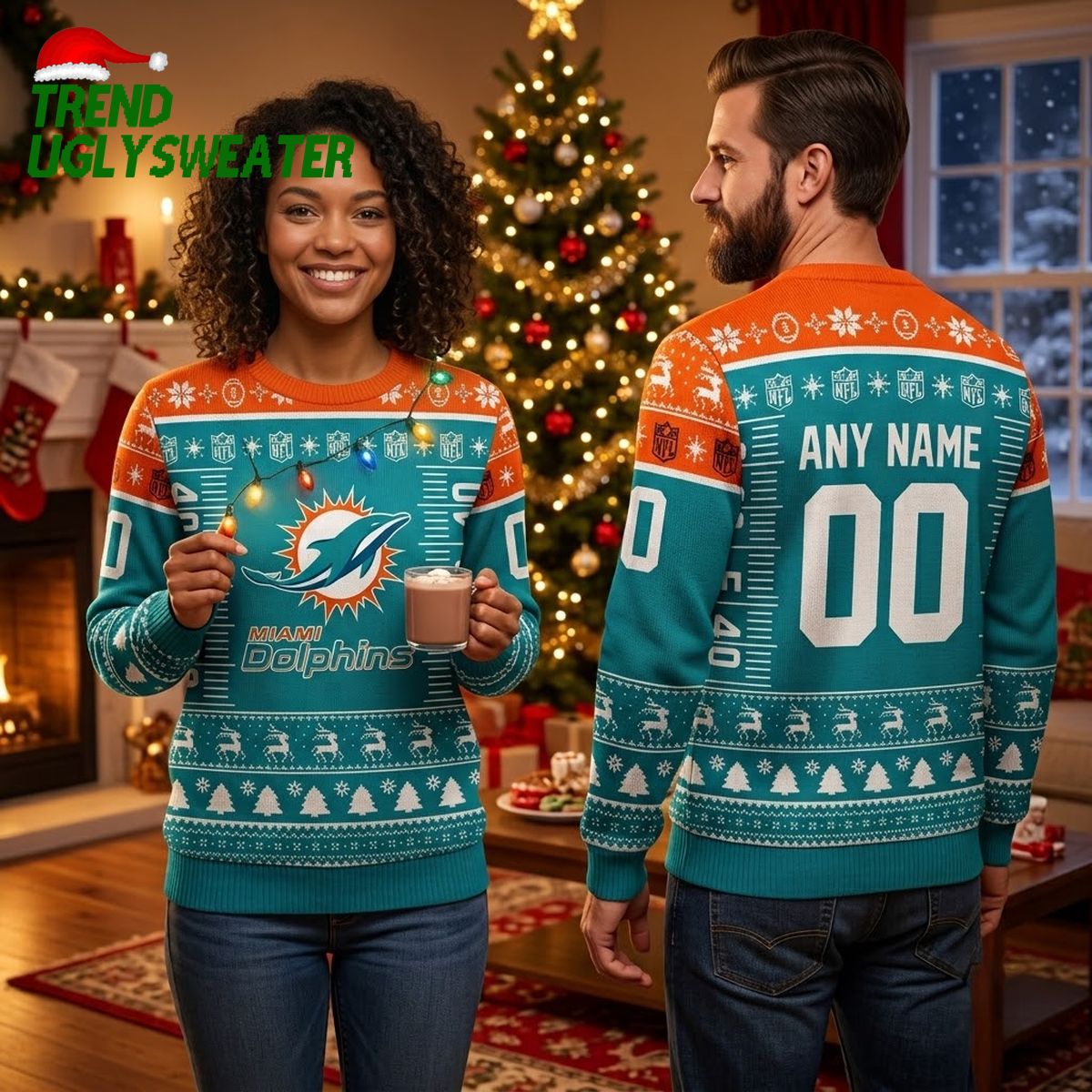 Miami Dolphins Logo Ugly Christmas Sweater