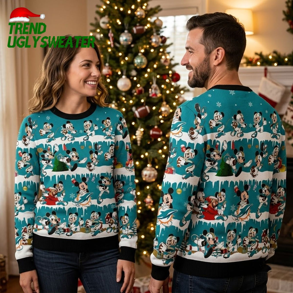 Miami Dolphins Mickey Mouse Christmas Ugly Christmas Sweater
