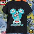 Miami Dolphins Mickey Mouse Love Hand Sign Football T-Shirt