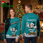 Miami Dolphins Mickey Mouse Snowflakes Ugly Christmas Sweater