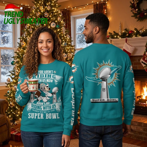 Miami Dolphins Mickey Mouse Super Bowl Quote Ugly Christmas Sweater