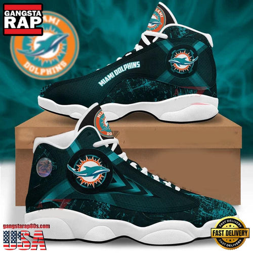 NFL Miami Dolphins New Design Air Jordan 13 Running Sneakers Shoes For Fans