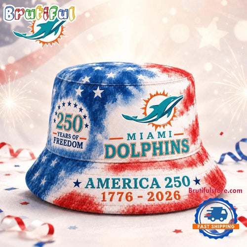Miami Dolphins NFL Ameica 250 Years Of Freedom Bucket Hat