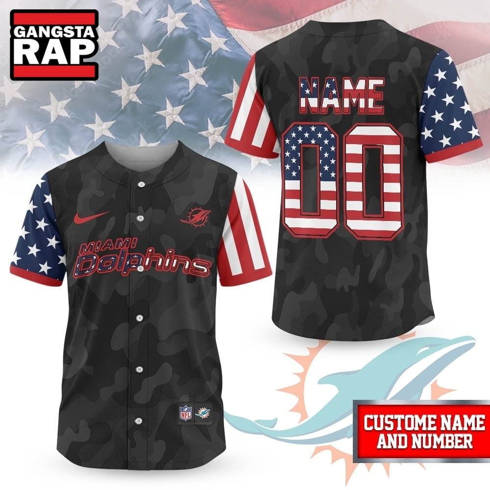 Miami Dolphins NFL American Pride Custom Baseball Jersey Shirt
