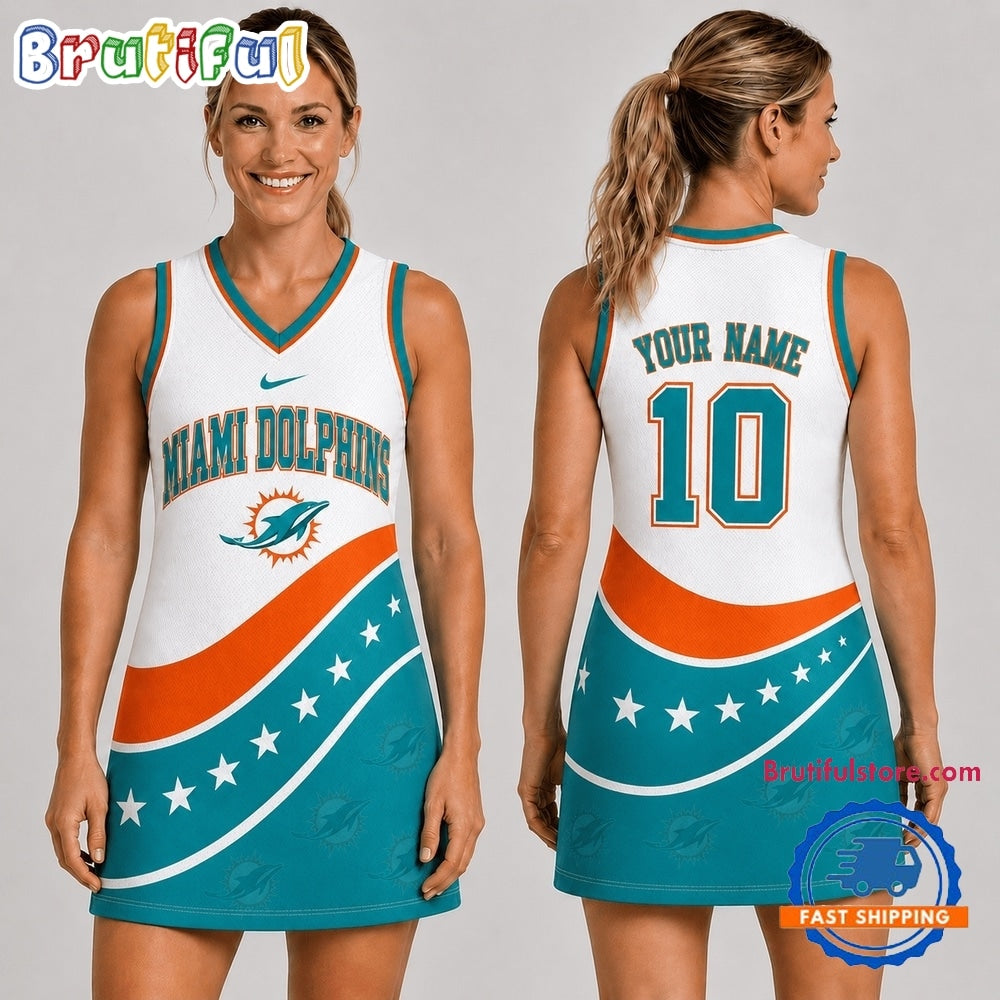 Miami Dolphins NFL Bold Team Pride Women Basketball Jersey Dress