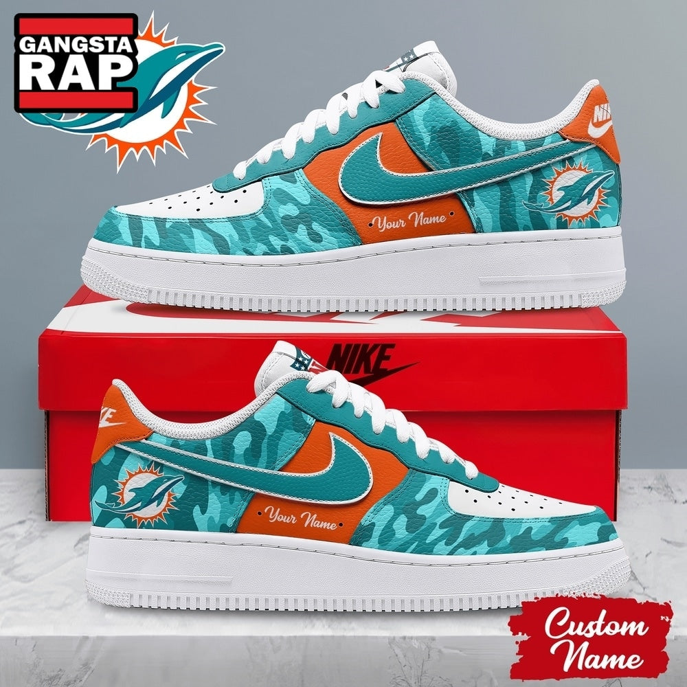Miami Dolphins NFL End Zone Energy Air Force 1 Sneaker Shoes