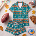Miami Dolphins NFL Harvest Huddle Short Sleeve Pajamas Set