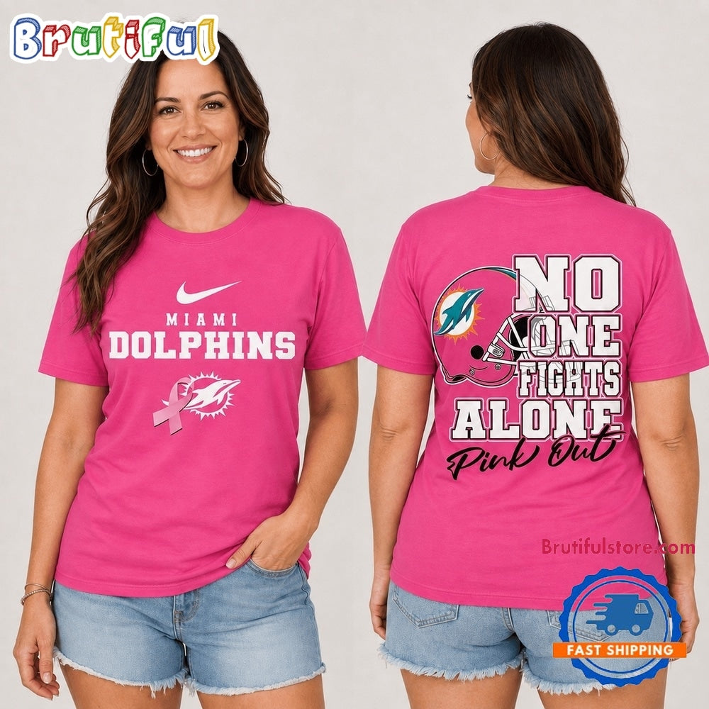 Miami Dolphins NFL No One Fight Alone Pink Out T Shirt
