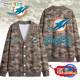 Miami Dolphins NFL Veteran Military Camo Heritage Cardigan