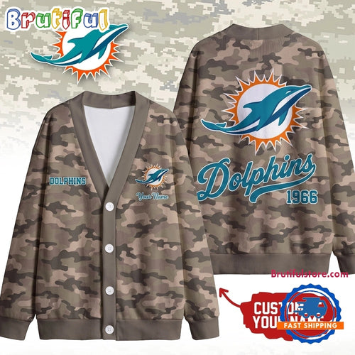 Miami Dolphins NFL Veteran Military Camo Heritage Cardigan