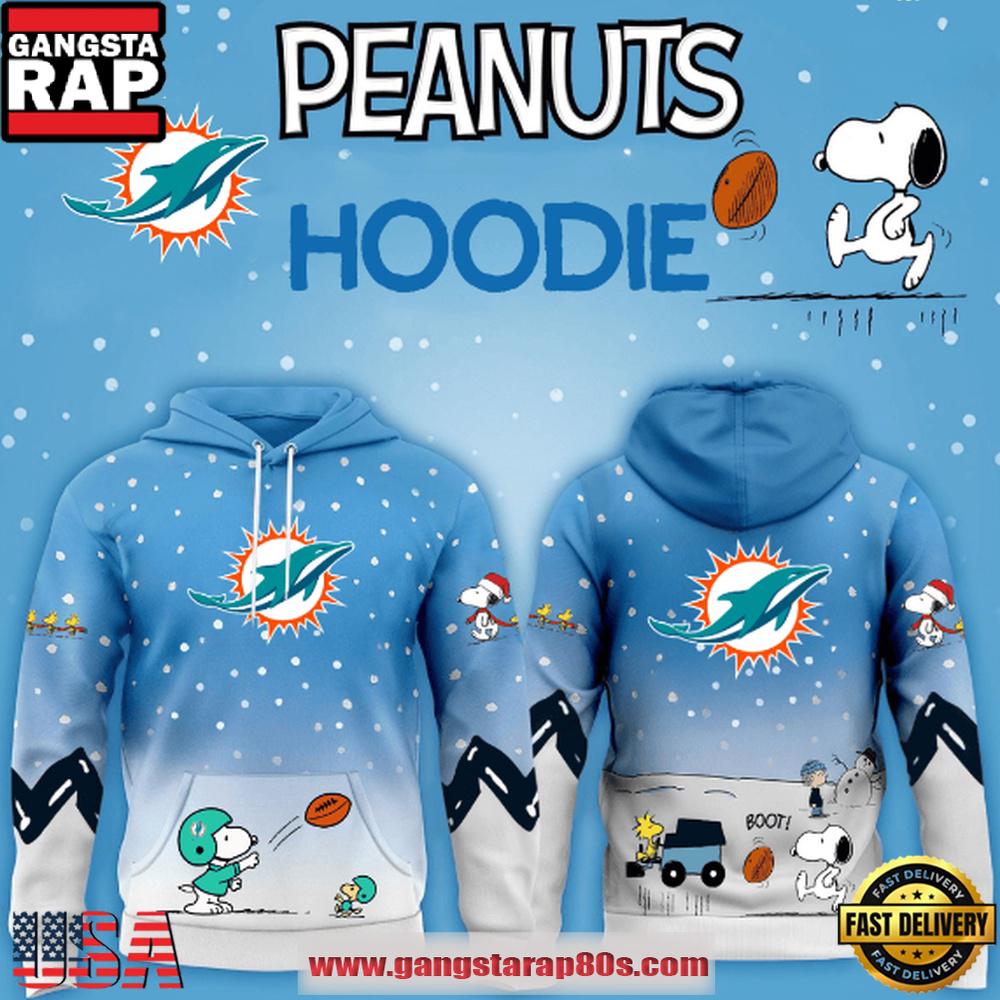Miami Dolphins NFL x Peanuts Christmas Unisex Hoodie