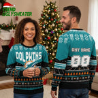 Miami Dolphins Rugby Stadium Graphic Ugly Christmas Sweater