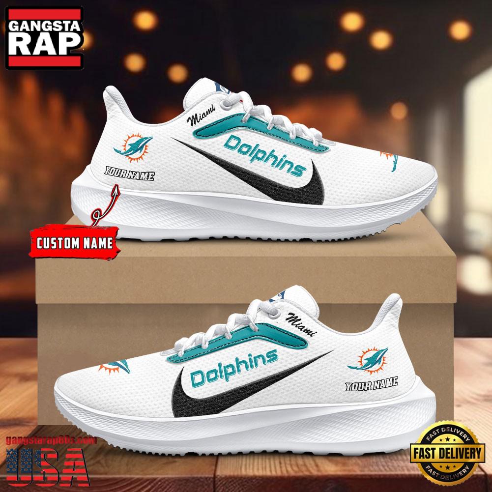Custom Name Miami Dolphins New Design Air Force 1 Shoes Running Sneakers
