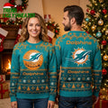 Miami Dolphins Santa Claus Moonlight Ugly Christmas Sweater
