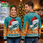 Miami Dolphins Santa Hat Ugly Christmas Sweater With Custom Name